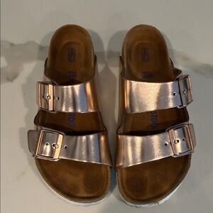 Birkenstock Metallic Rose Gold Double Strap Sandals size 38